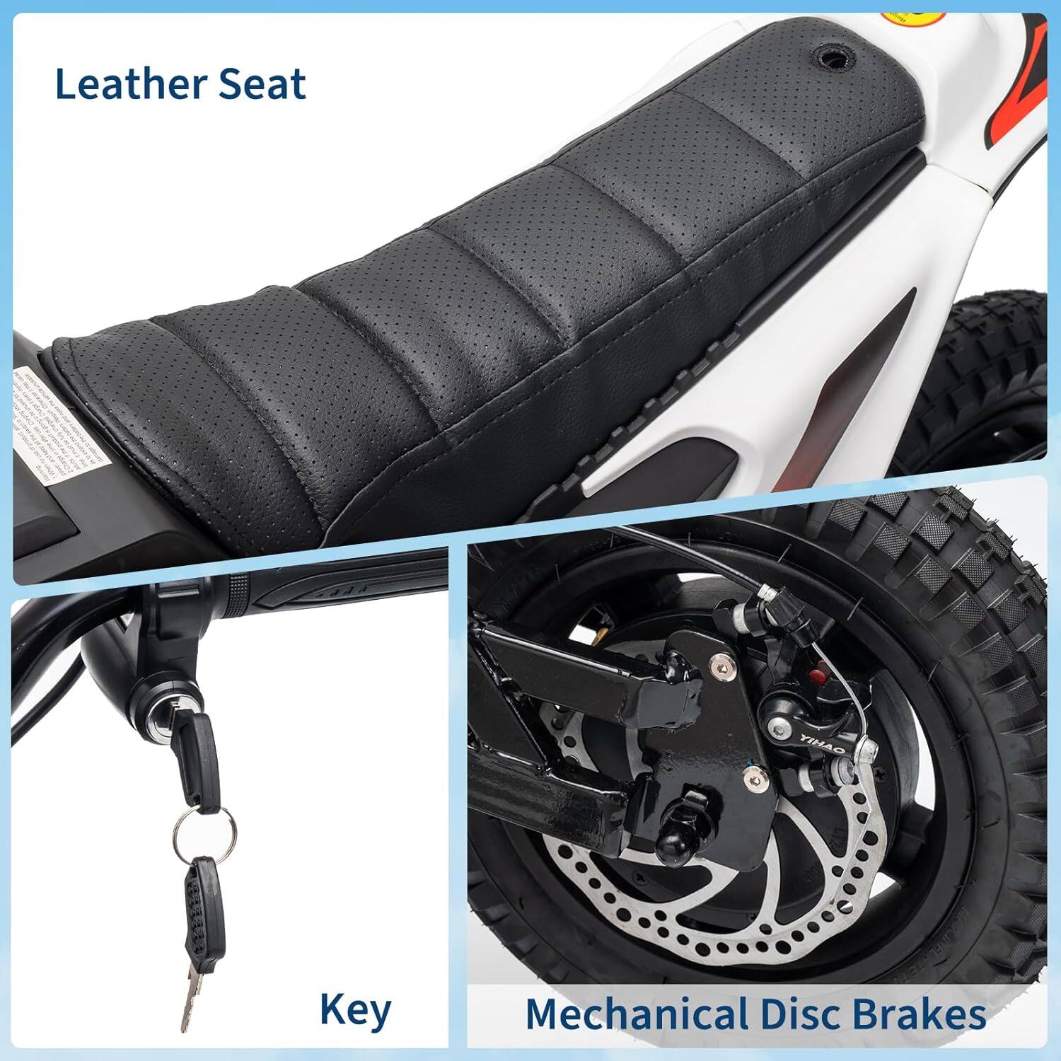 Leather Seat  
Key  
Mechanical Disc Brakes