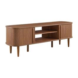 FurniFact - wood TV stand with sleek design and sturdy construction - Brown