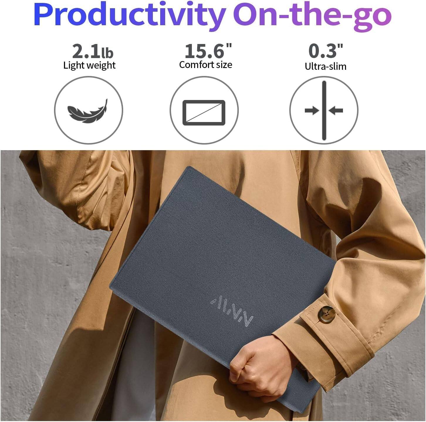 Productivity On-the-go

2.1lb  
Light weight

15.6"  
Comfort size

0.3"  
Ultra-slim