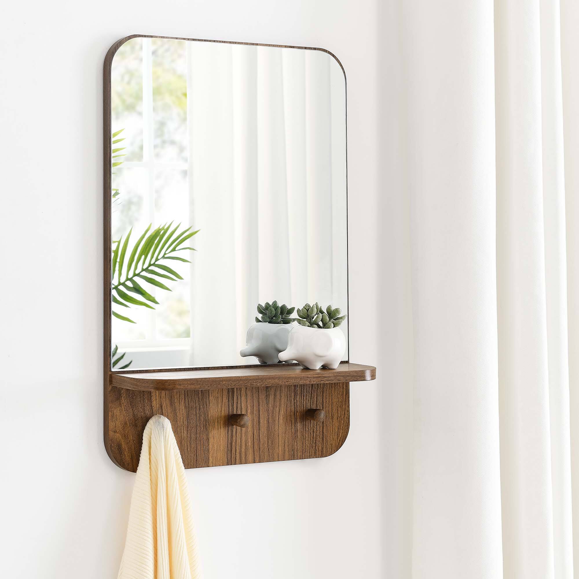 Front. Modway - Lumina Mirror by Modway - Walnut.