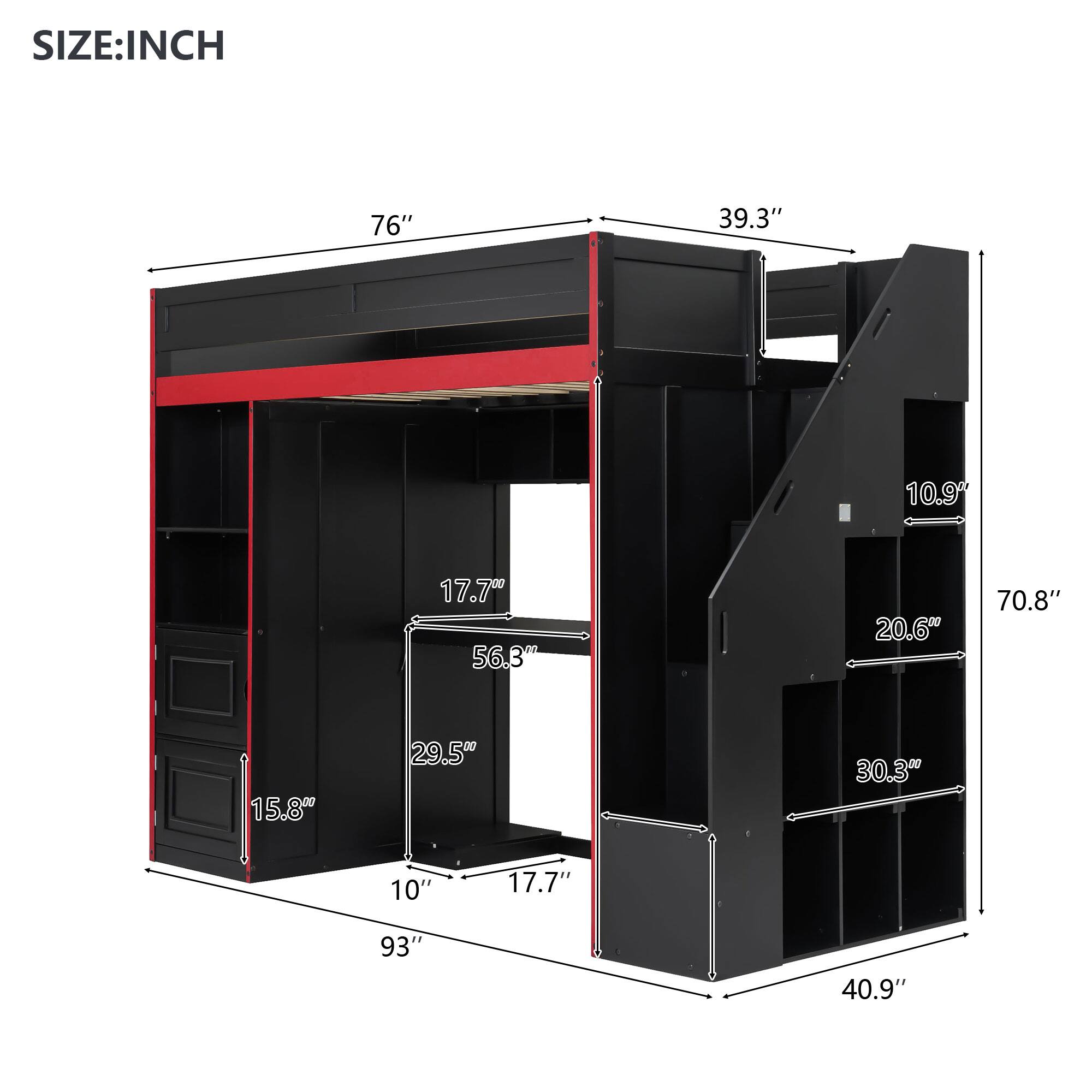 SIZE: INCH  
76" 39.3" 10.9" 17.7" 56.3" 20.6" 70.8" 15.8" 29.5" 30.3" 10" 17.7" 93" 40.9"