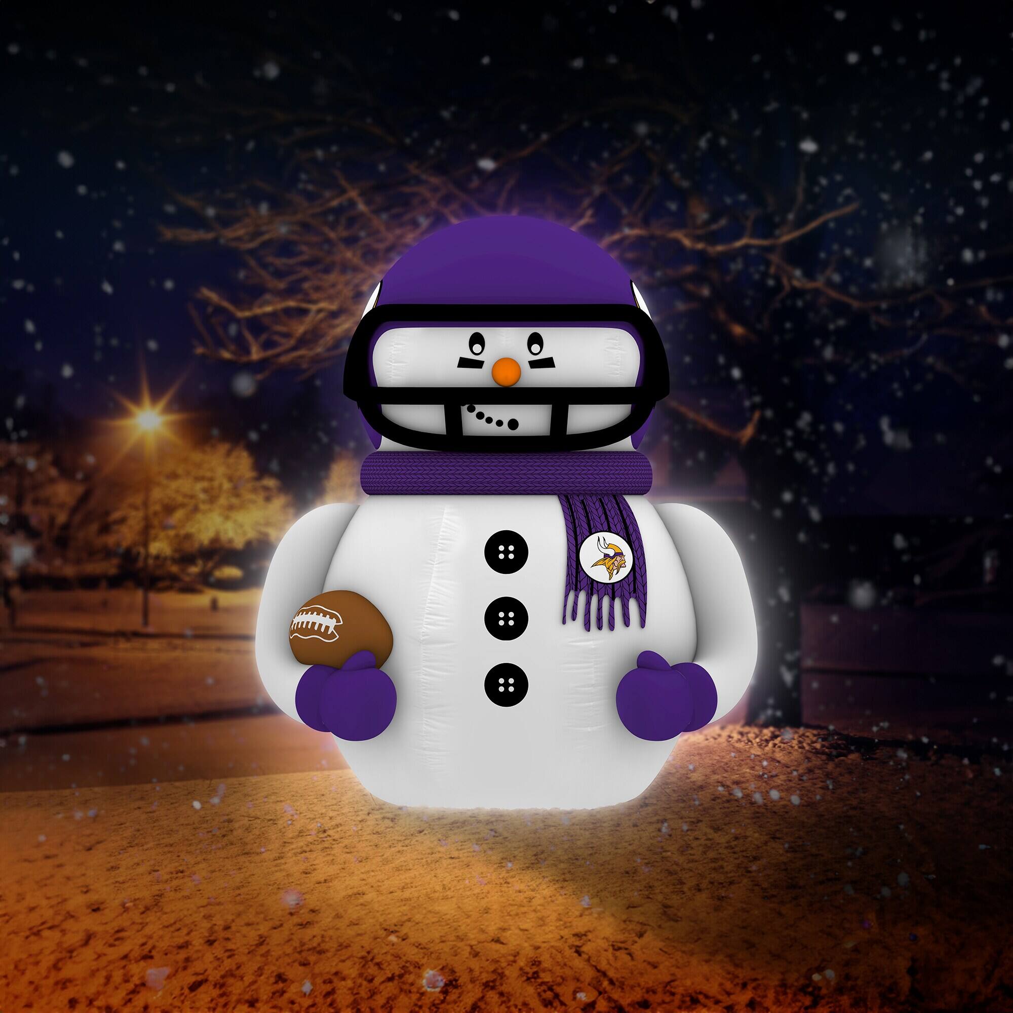 Alt View 3. Sporticulture - Minnesota Vikings 7' Inflatable Snowman Player - Purple.
