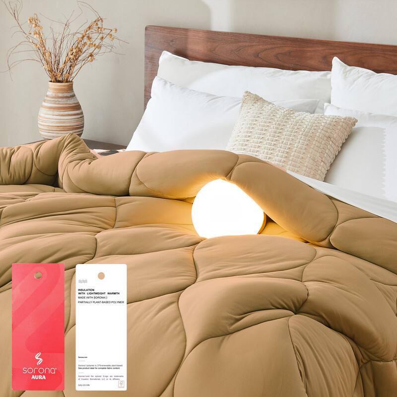 INSULATION WITH LIGHTWEIGHT WARMTH  
PARTIALLY PLANT-BASED POLYMER  

Sorona® AURA  

Sorona® is a partially plant-based polymer.  
See product label for complete fiber content.  
Engineered for superior softness, comfort, and warmth.  
See product label for complete fiber content.  

Sorona® AURA