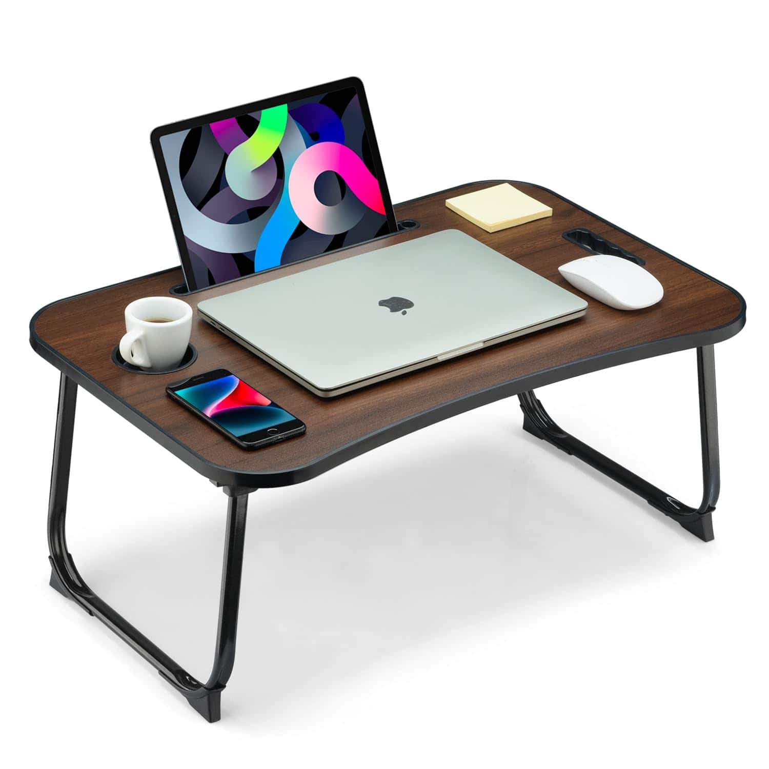 PARKER SLATER - Foldable Lap Desk Laptop Bed Portable Table With Cup Holder Tablet Slot Lifting Handle For Working Writing