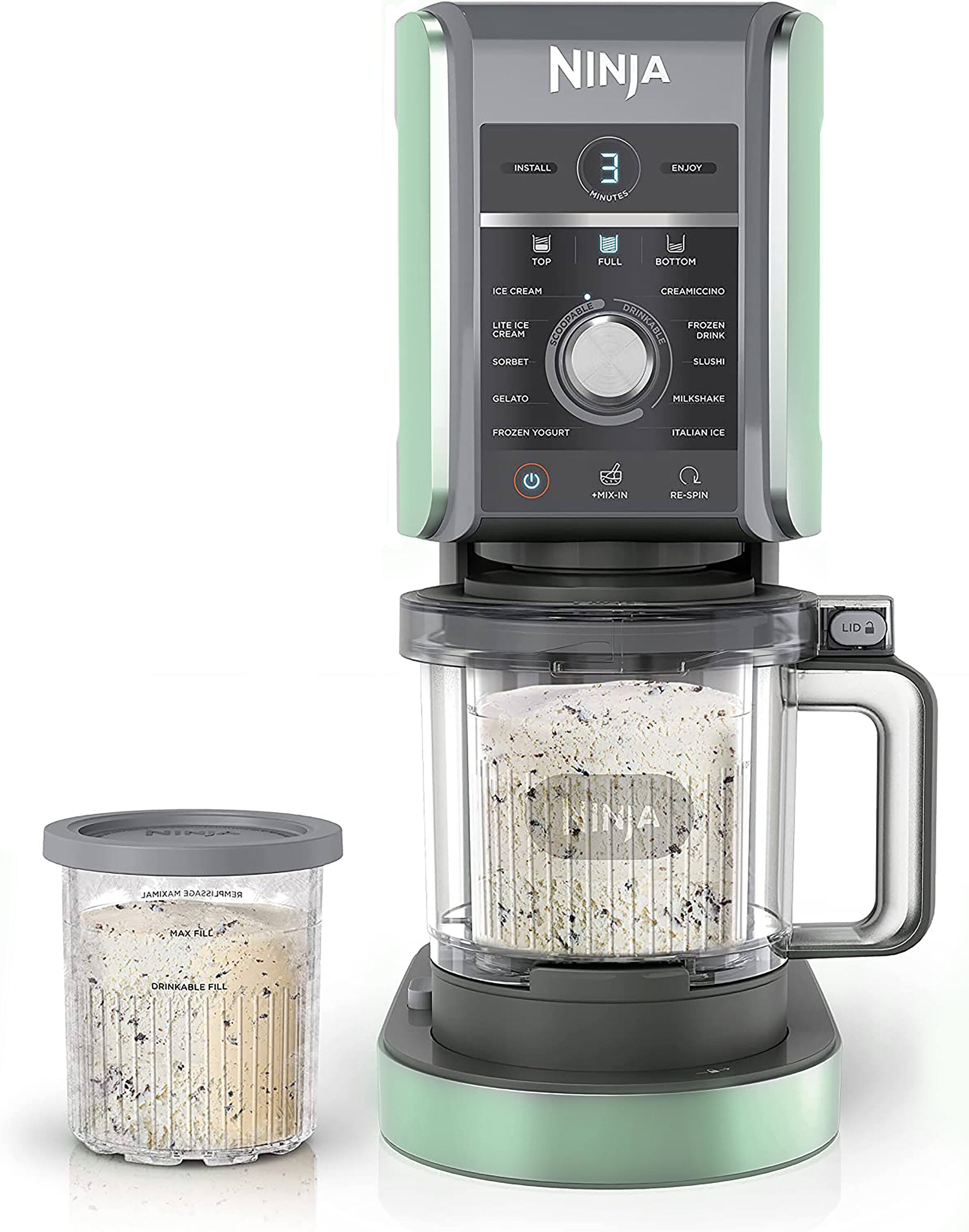 NINJA
INSTALL 3 MINUTE ENJOY
TOP FULL BOTTOM
ICE CREAM
LITE ICE CREAM
SORBET
GELATO
CREAMICCIINO
FROZEN DRINK
SLUSHI
MILKSHAKE
FROZEN YOGURT
ITALIAN ICE
*MIX-IN
RE-SPIN
MAX FILL
DRINKABLE FILL