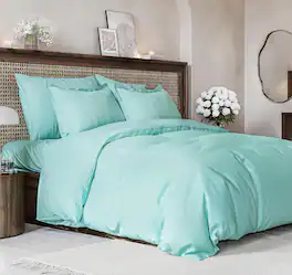 CGK Linens - Luxury Soft Premium Duvet Cover Set - Zipper Closure & Matching Pillow Shams - Queen - Spa Blue