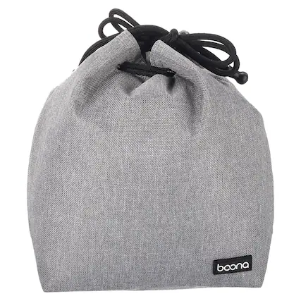 Front. Unique Bargains - Soft Drawstring Lens Case, with Cotton Pad 5.91"x3.94" Thick Fleece Cloth for SLR Lens, Water Cups - Grey.