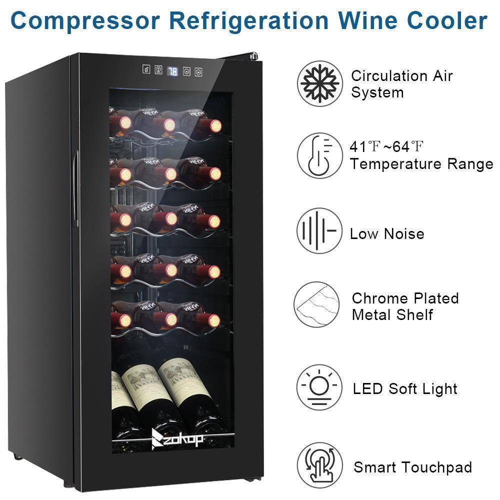 Compressor Refrigeration Wine Cooler

- Circulation Air System
- 41°F ~ 64°F Temperature Range
- Low Noise
- Chrome Plated Metal Shelf
- LED Soft Light
- Smart Touchpad