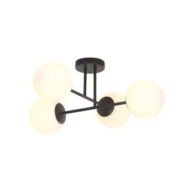 Umeiluce - Modern 4-Light 22.4 Inches Semi-Flush Mount Glass Globes E12 Metal - Matte Black
