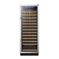 Lanbo - Freestanding/Built-In 24 Inch 143 Bottle Wine Cooler with Quiet Operation and Beech Wood Shelves - Black - Front_Zoom