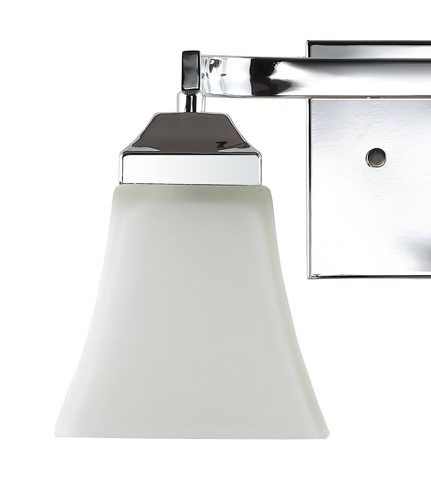 Alt View 4. Jonathan Y - Staunton 15" 2-Light Farmhouse Cottage Metal LED Vanity Light with Frosted Glass Shades, Chrome - Chrome.