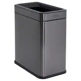 RubberMaid - Stainless Steel Wastebasket, Slim Open-Top Bin, 2.6 Gallons - Charcoal