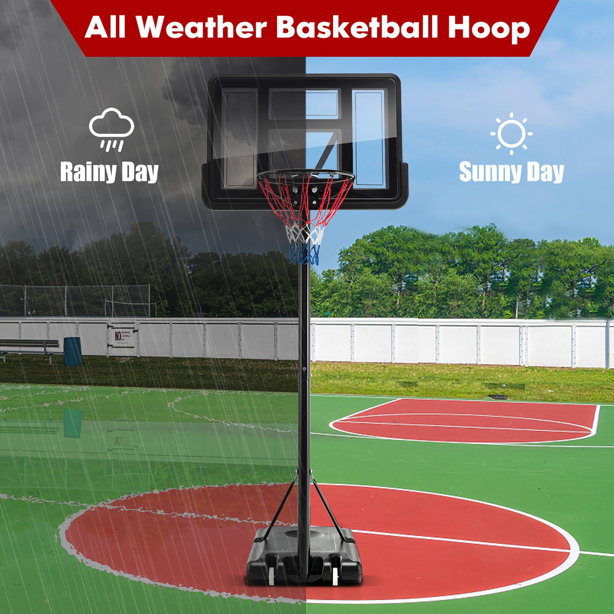 All Weather Basketball Hoop

Rainy Day

Sunny Day