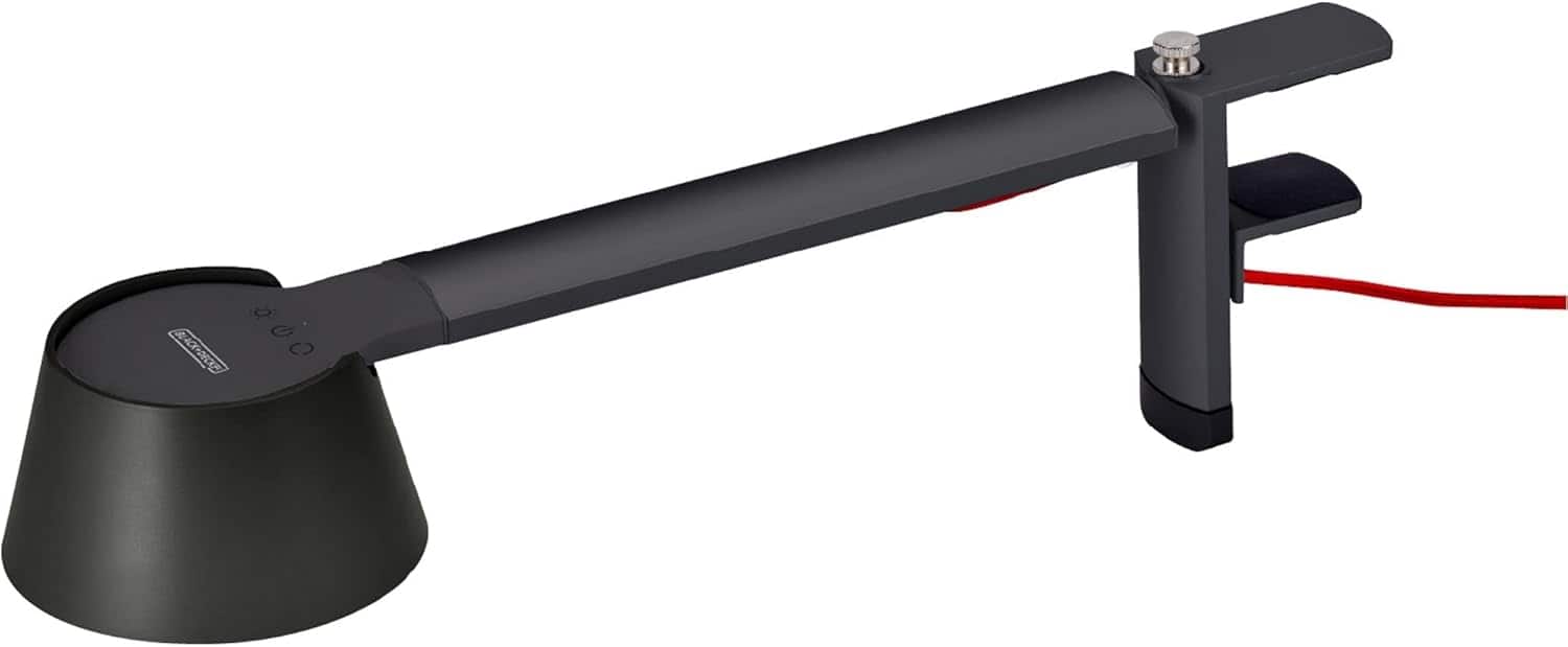 Cozy Serene - White Light Smart Clamp LED DECKER Verve Designer Works with Alexa Fits Cubicles Headboards Auto - Black