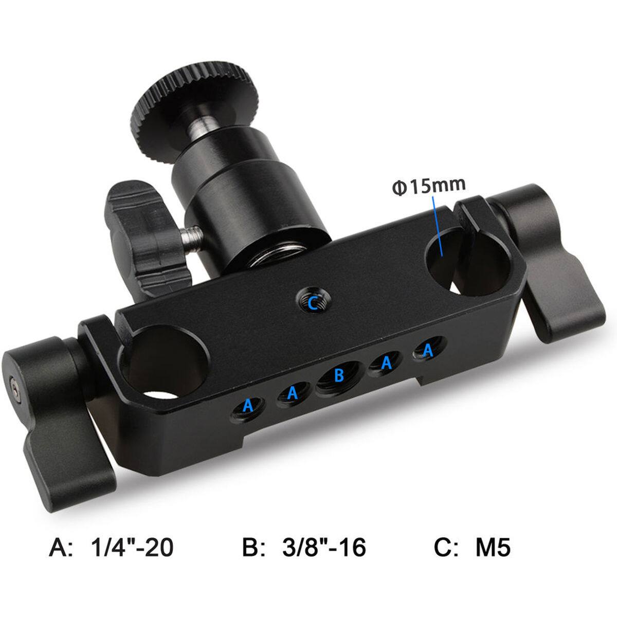 15mm C A A A A: 1/4"-20 B: 3/8"-16 C: M5