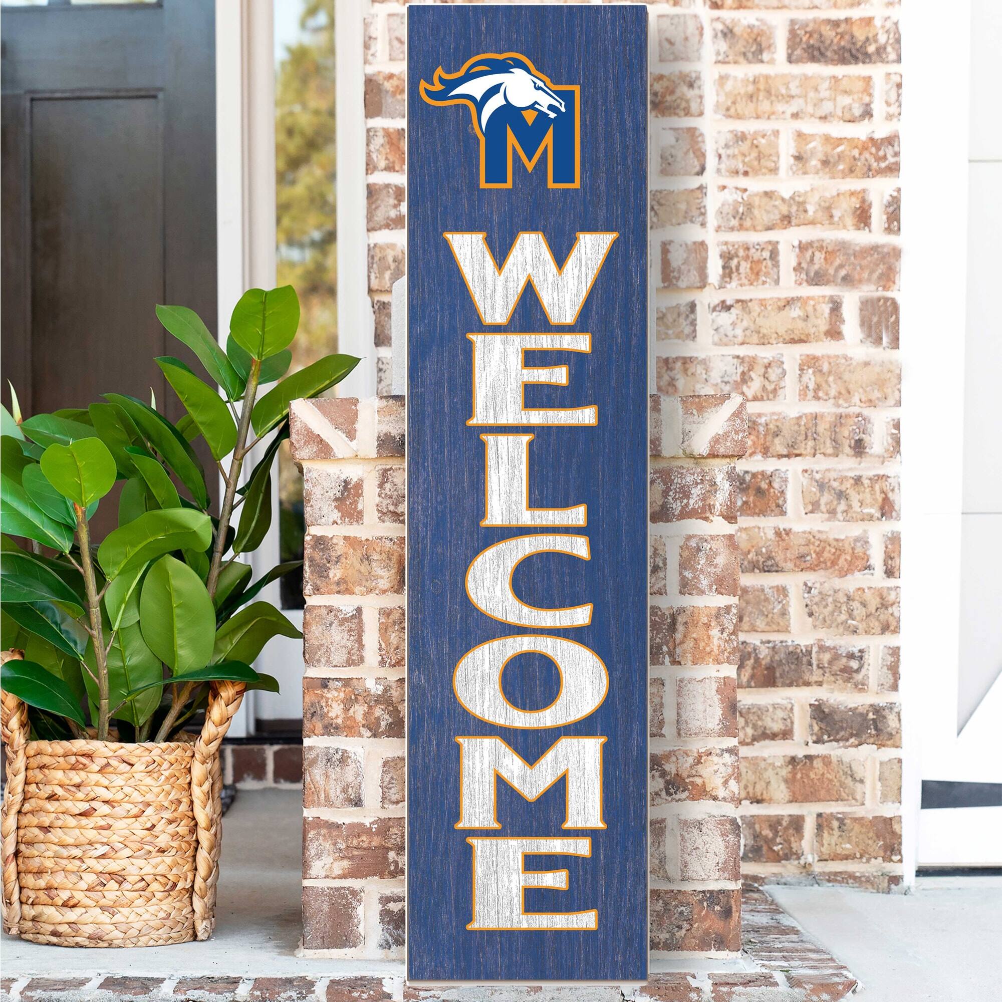 Alt View 1. Jardine - Milton Academy Mustangs 12'' x 48'' Welcome Outdoor Leaner - Blue.