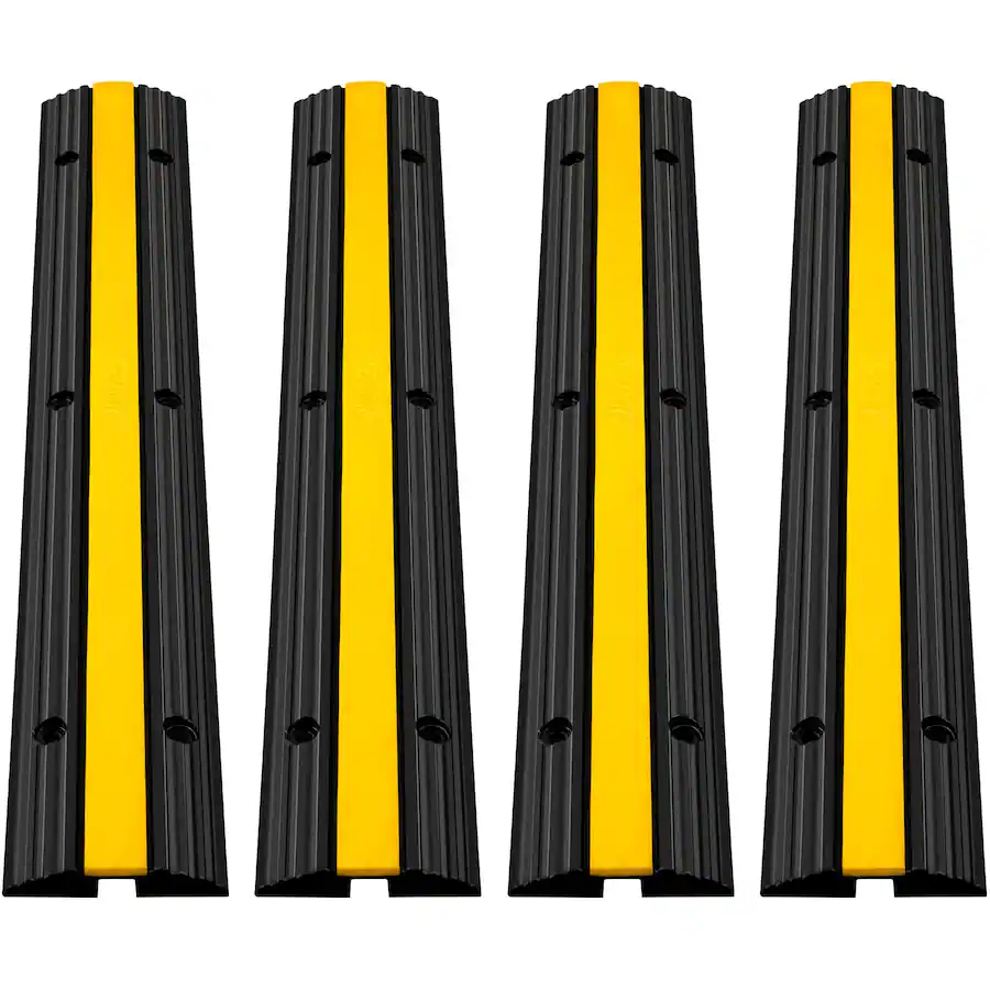 VEVOR 4 Pack of 1 Channel Rubber Cable Protector Ramps Heavy Duty ...