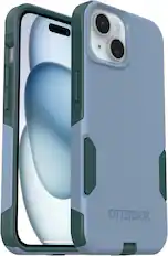 Front. OtterBox - OtterBox - Commuter Series Hard Shell Case for Apple iPhone 17e, Apple, iPhone 16e, iPhone 15, iPhone 14, & iPhone 13 - Twilight Bug (Blue & Green).