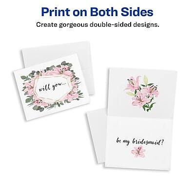 Print on Both Sides  
Create gorgeous double-sided designs.  

Will you...  
be my bridesmaid?