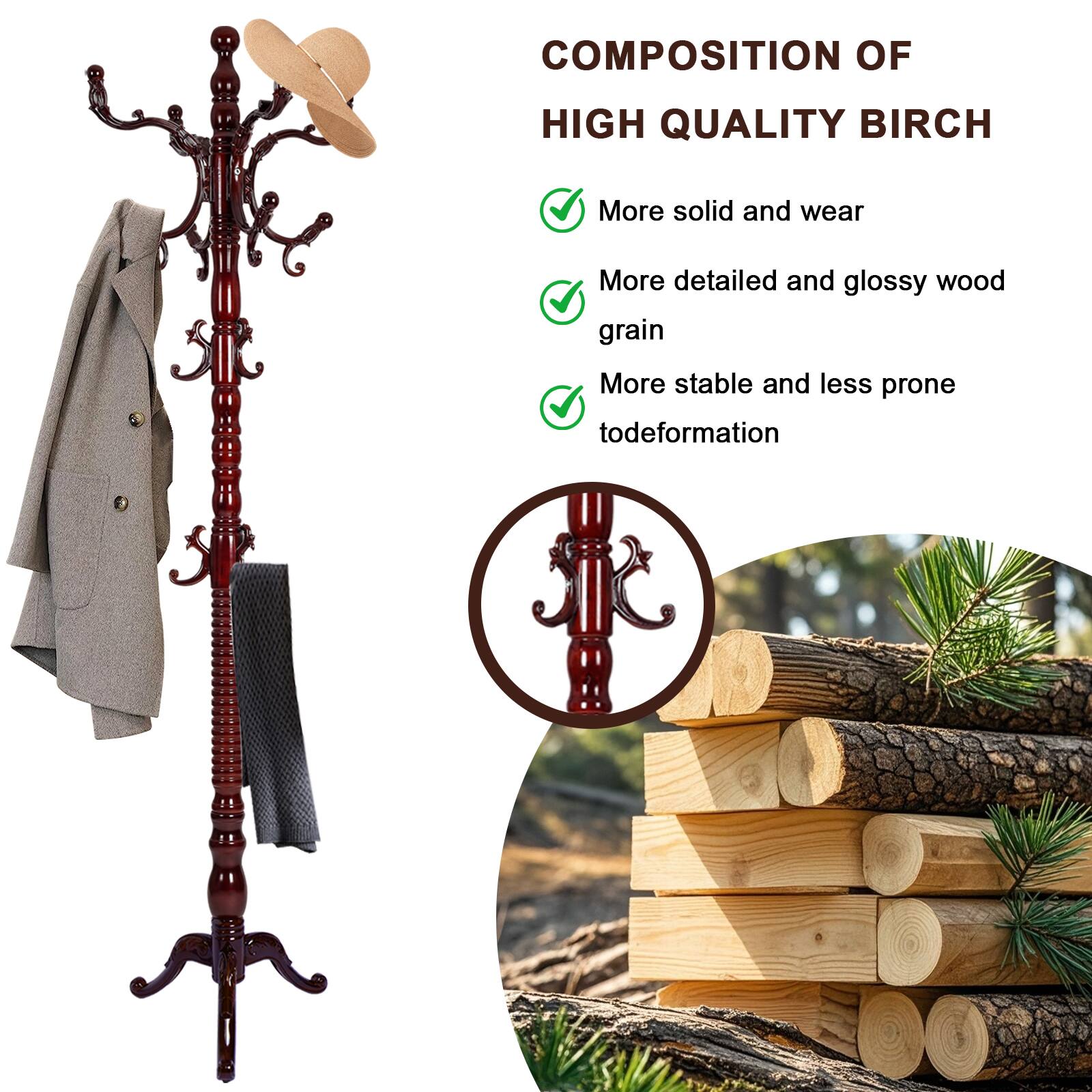 COMPOSITION OF HIGH QUALITY BIRCH

- More solid and wear
- More detailed and glossy wood grain
- More stable and less prone to deformation