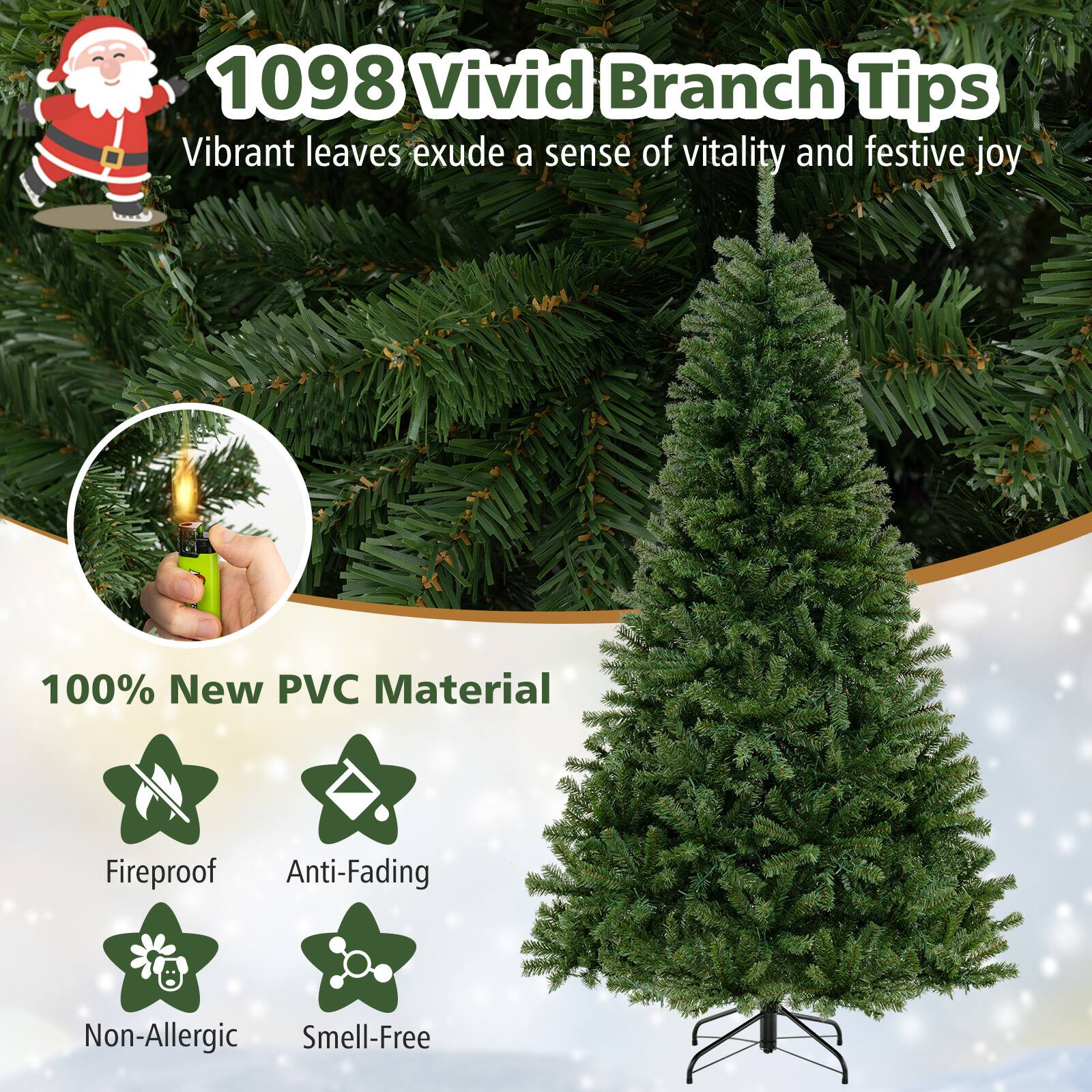 1098 Vivid Branch Tips  
Vibrant leaves exude a sense of vitality and festive joy  

100% New PVC Material  
Fireproof  
Anti-Fading  
Non-Allergic  
Smell-Free