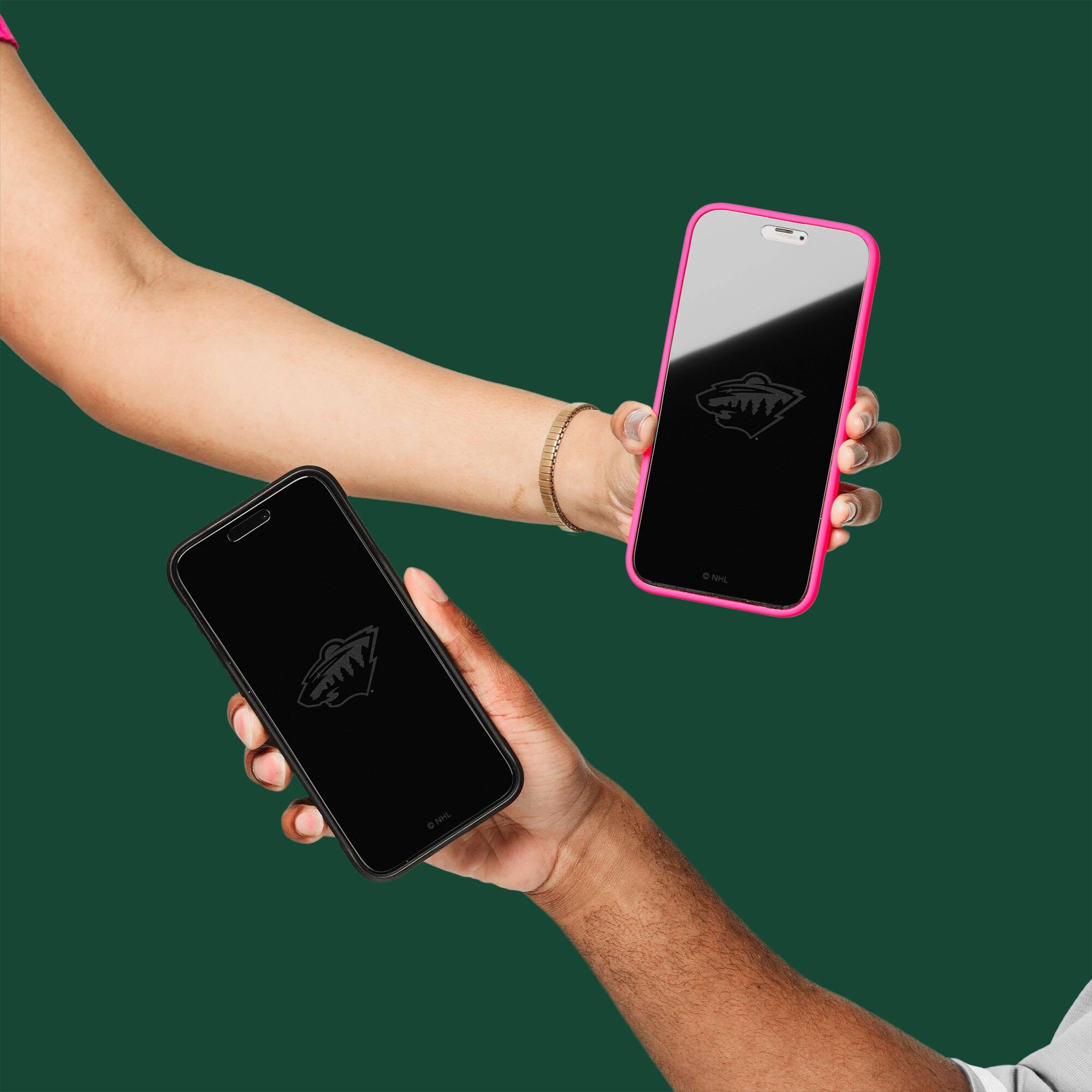 Alt View 2. Screen Skinz - Minnesota Wild Disappearing Logo iPhone Screen Protector - 14 Pro Max - Multicolor.