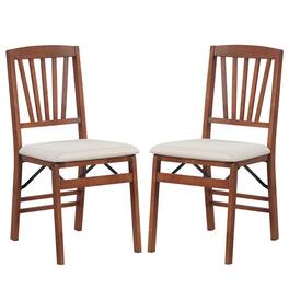 Costway - 2 Set Kitchen Chairs with Rubber Wood Frame Upholstered Seat Hollowed Backrest - Walnut