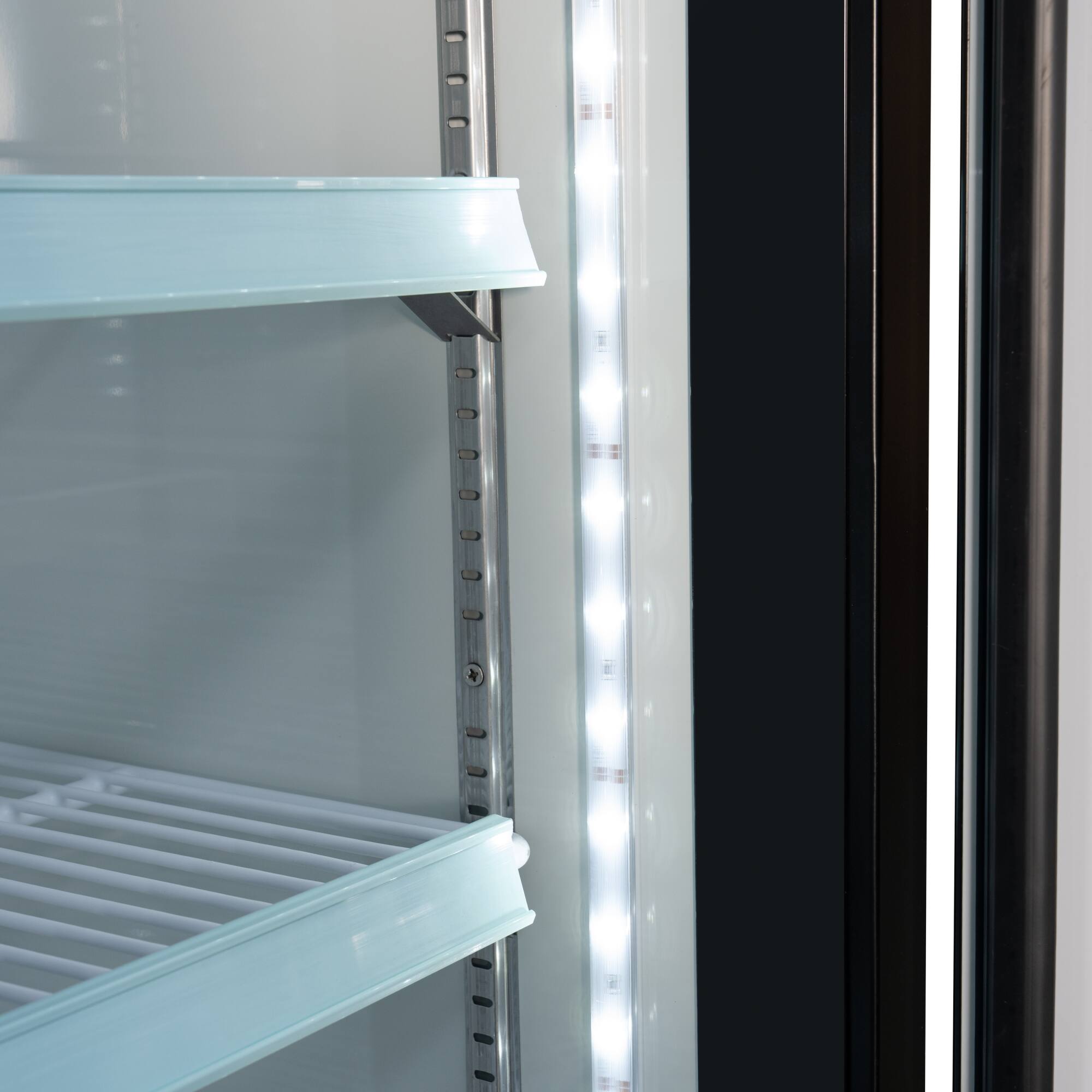 Alt View 7. Koolmore - 40 in. 33 Cu. Ft. Commercial Merchandiser Refrigerator with Sliding Doors, LED Lighting in White (KM-MDR-2GD-33CSW) - Black.