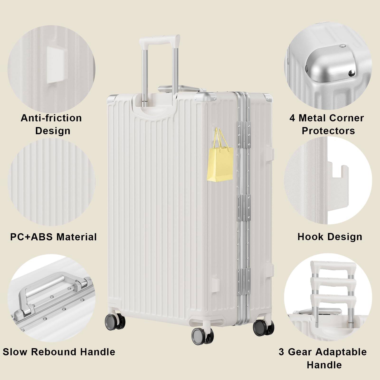 Brick Attic 24 Inch Luggage PC+ABS Aluminum Frame Zipperless