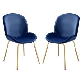 Manhattan Lane - Side Chair with Fabric and Bucket Design, Set of 2 - Blue and Gold