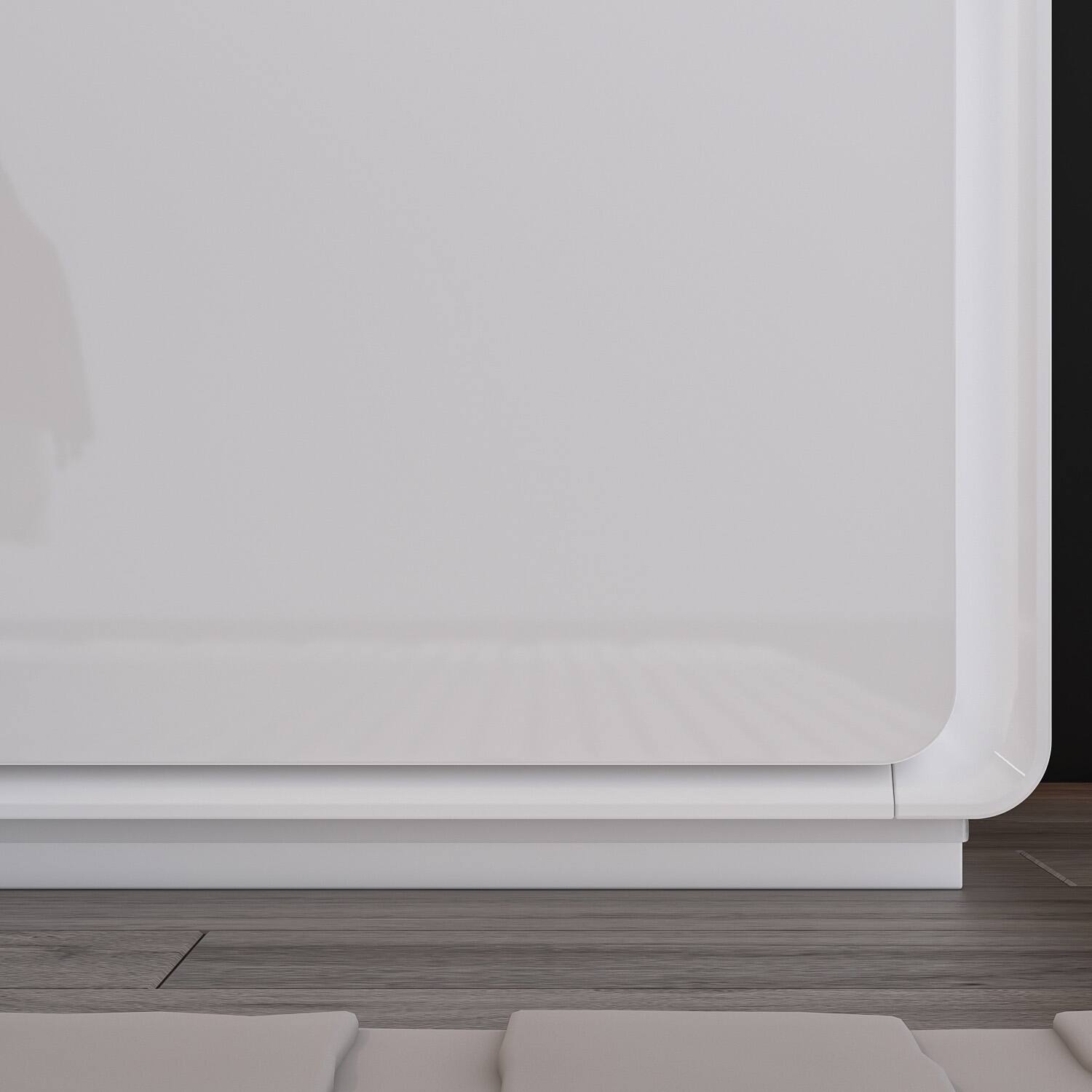 Alt View 8. FUFU & GAGA - Modern 2-Drawer Nightstand Bedside Table with Warm Light, Hidden Handle, Rounded Corners, Storage Cabinet for Bedroom - White.