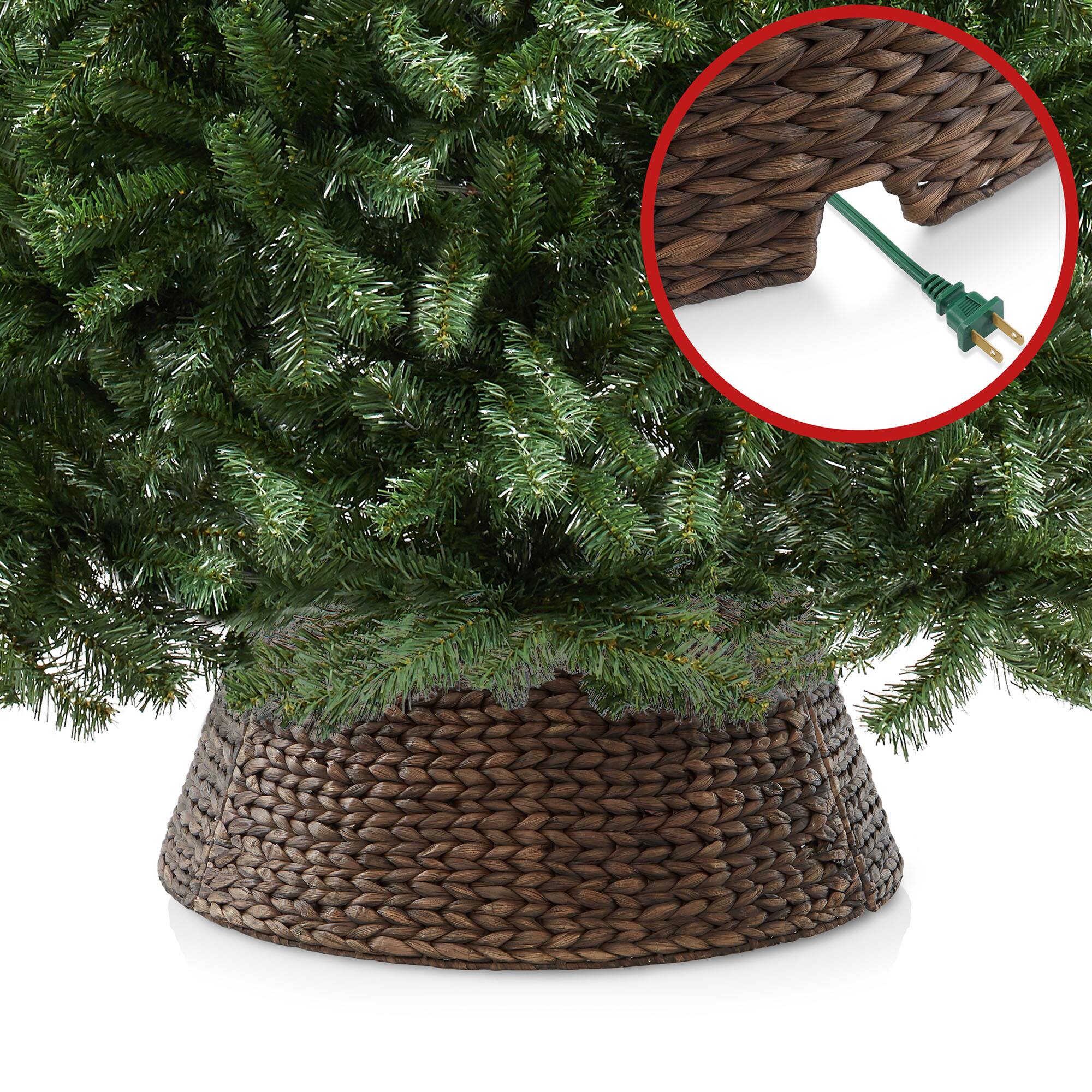 Alt View 3. Casafield - Water Hyacinth Christmas Tree Collar with Cord Cut Out - Espresso.