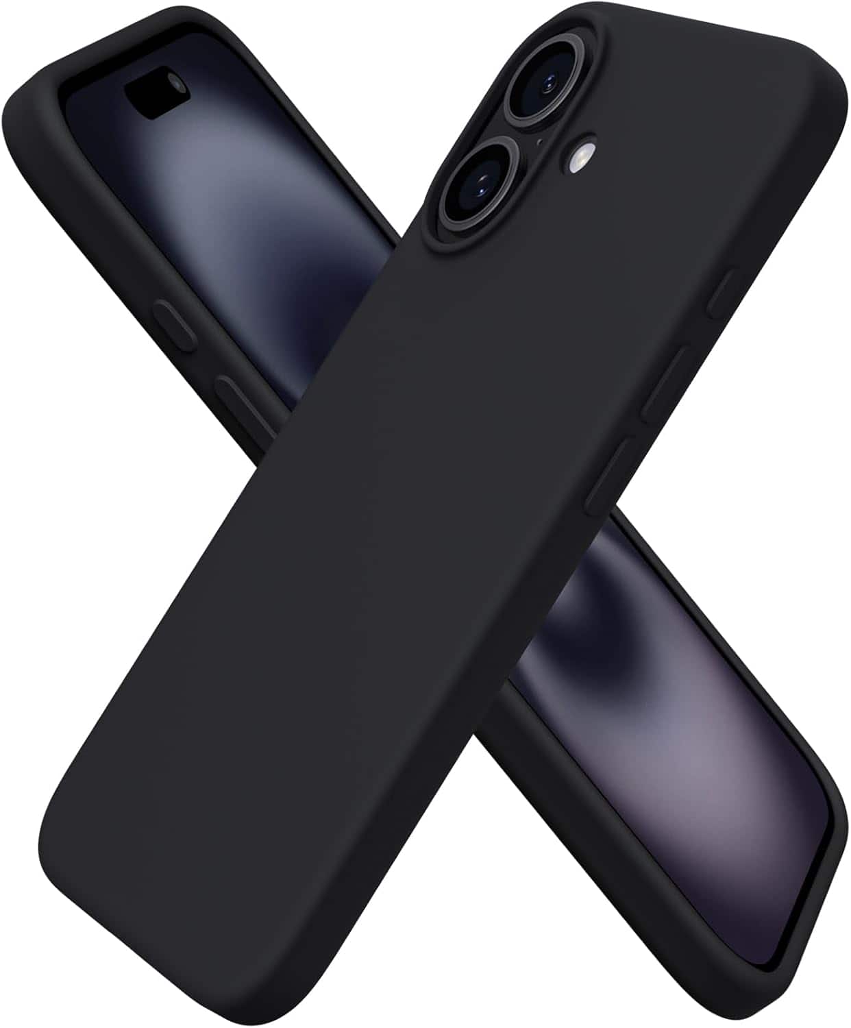 Ornarto - Compatible with iPhone 16 Case 6.1", Liquid Silicone 3 Layers Full Covered Protective Cover - Black