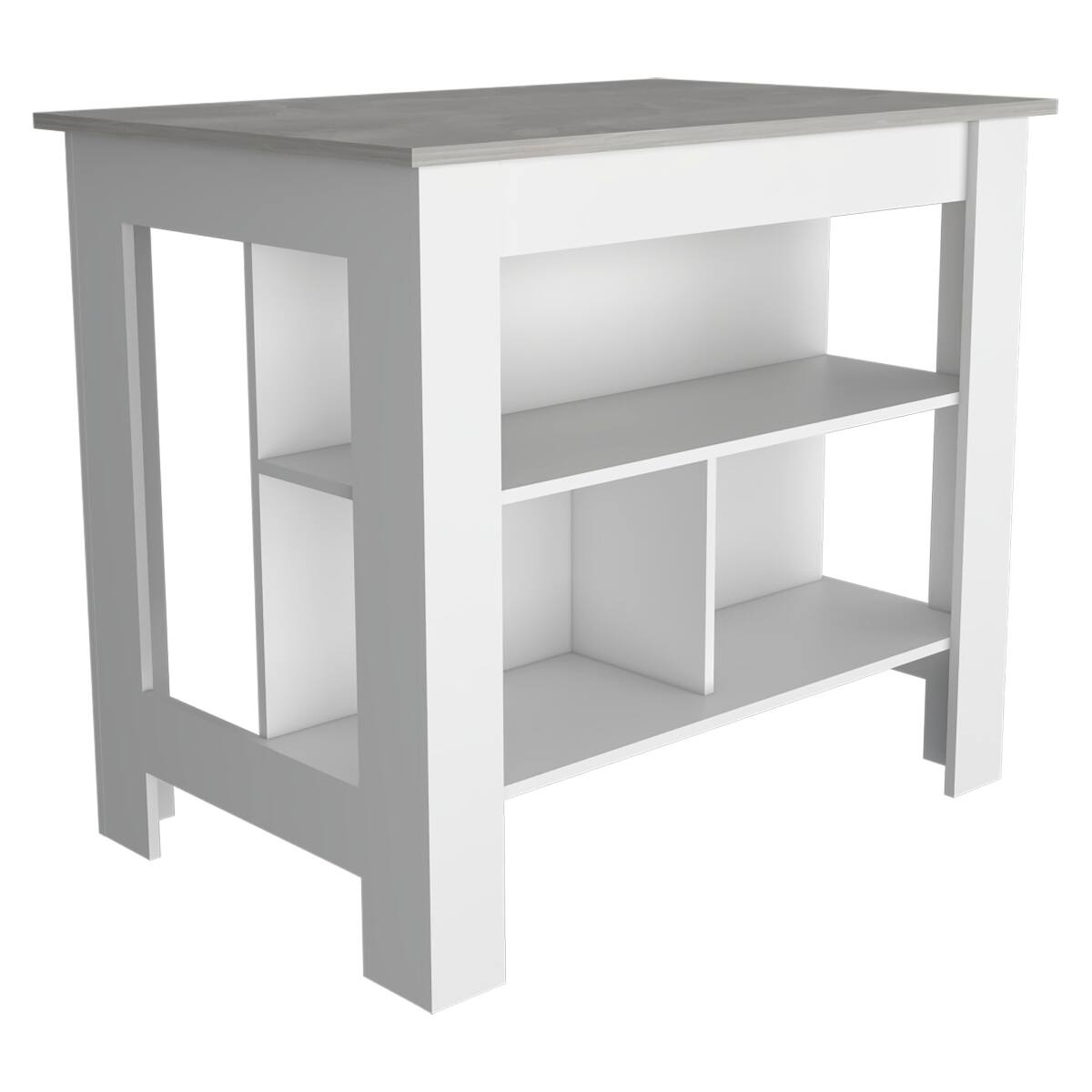Alt View 4. Loheer - Loheer medium rectangular kitchen island with concealed shelves, multicolor pine wood kitchen bar, forty inch width - Multicolor.