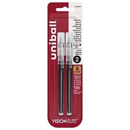 uni-ball - Vision Elite Rollerball Pen Refills, Bold Point, 0.8mm, 2/Pack - Black Ink
