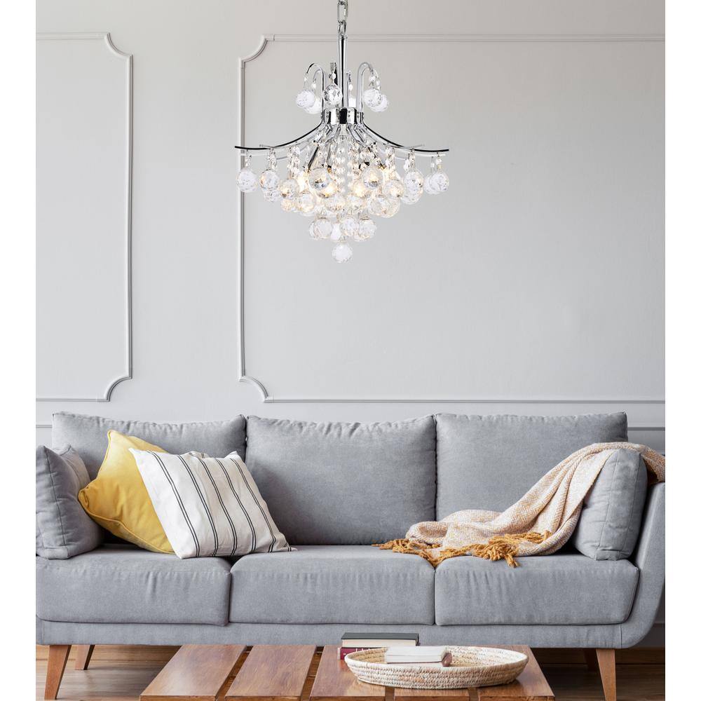 Left. Elegant Lighting - Toureg 6 light Chrome Pendant Clear Royal Cut Crystal - Chrome.