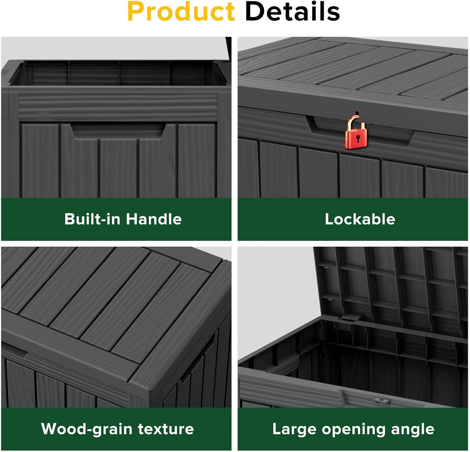 Product Details

- Built-in Handle
- Lockable
- Wood-grain texture
- Large opening angle