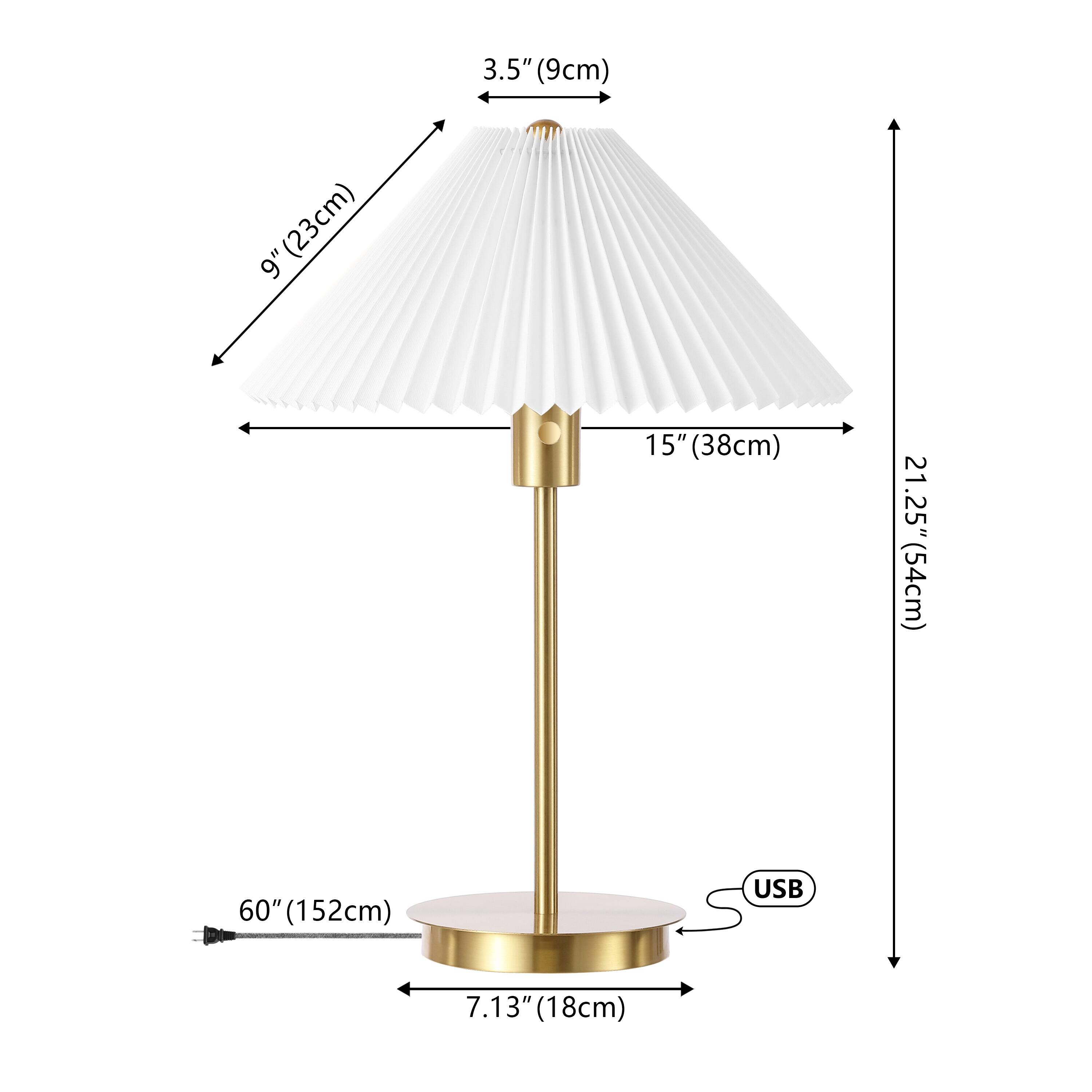 3.5" (9cm)  
9" (23cm)  
15" (38cm)  
21.25" (54cm)  
60" (152cm)  
USB  
7.13" (18cm)