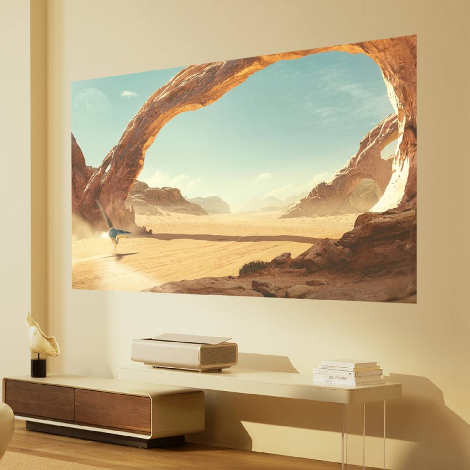 Back. XGIMI - AURA 2 4K UHD Laser Ultrashort-Throw Smart Multimedia Projector with Built-in Speakers and Remote - Silver.