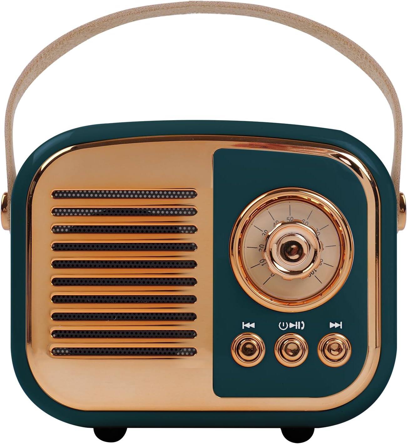 Stamp n Camp - Retro Bluetooth Speaker Vintage Wireless Speaker Portable Radio Old Fashion Style for Room Decor Kitchen Desk - Green