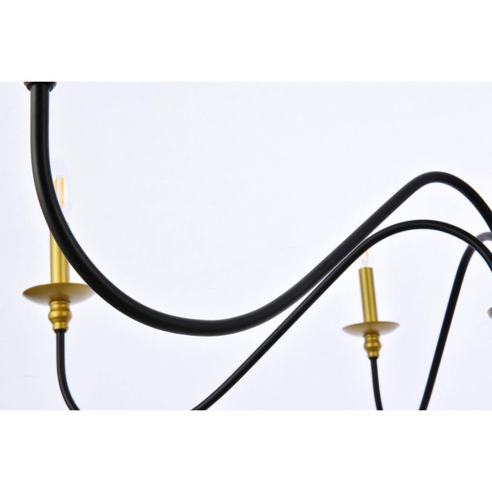 Alt View 1. Living District - Rohan 42 inch chandelier in matte black and brass - Brass And Black.