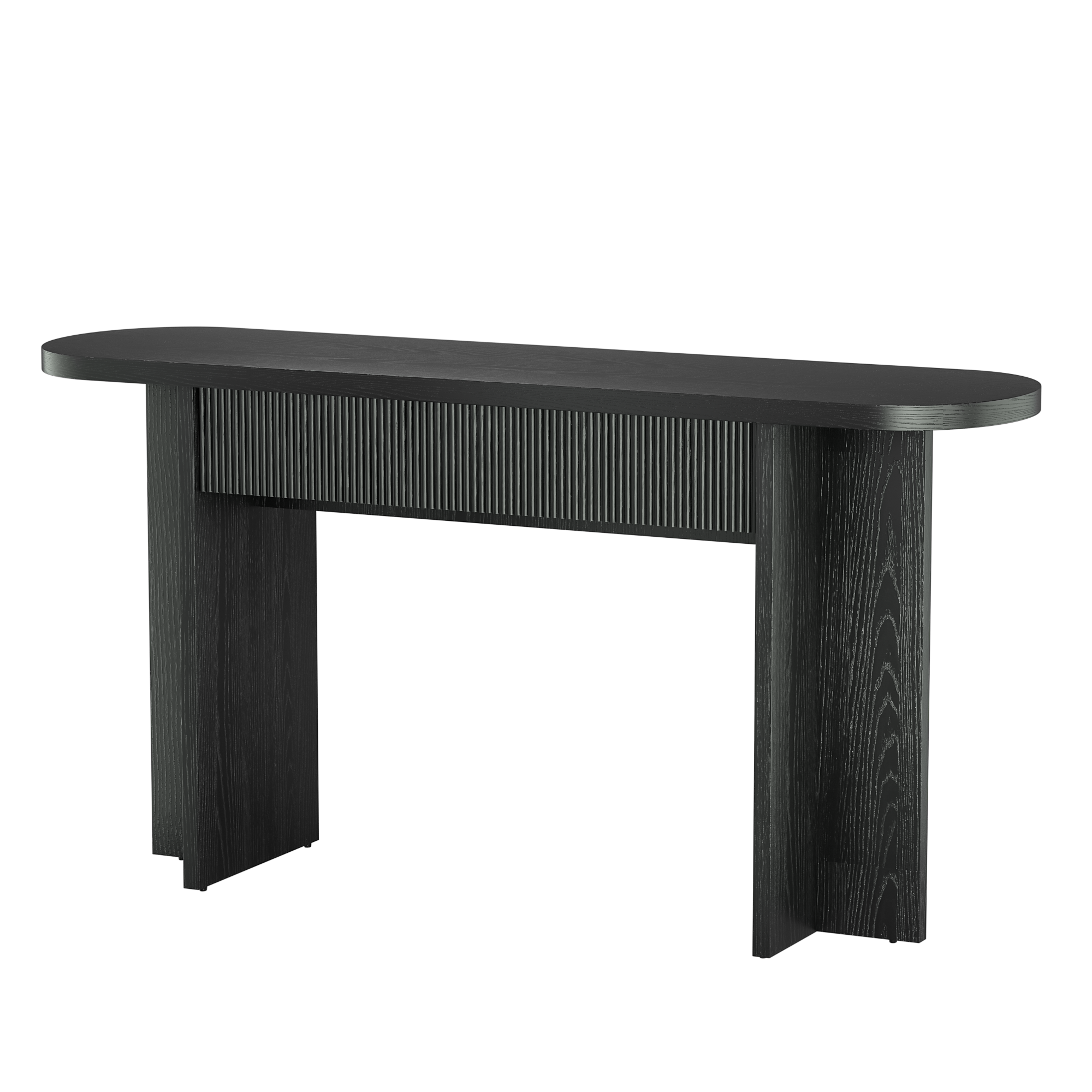 Angle. Whisen - 63-Inch Console Table with 2 Drawers, Modern Fluted Entryway Table for Hallway Living Room-Black - Black.