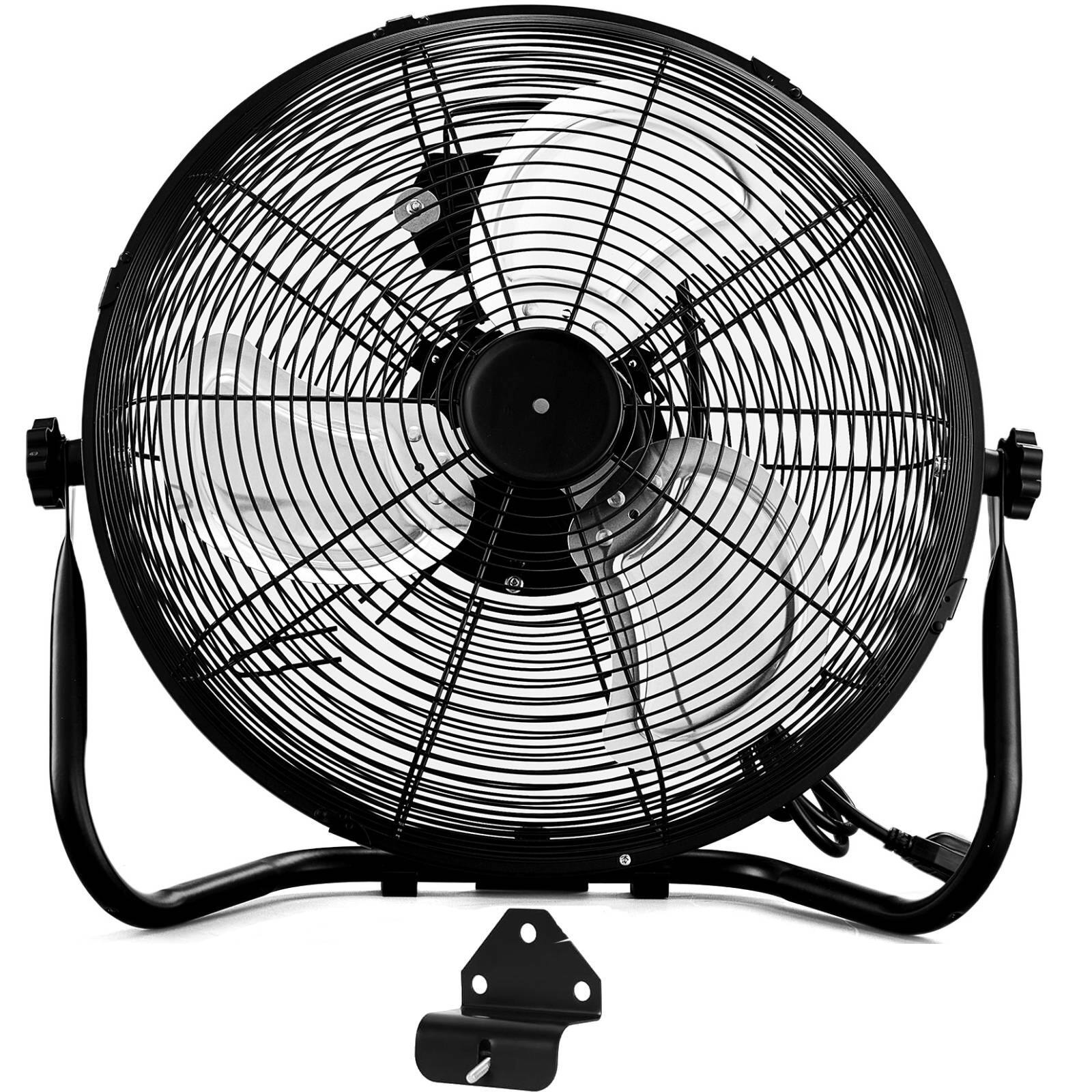 Back. Winado - 16" High Velocity Industrial Floor Fan, 3-Speed Heavy Duty Metal Fan with Wall-Mounting System 5688 CFM, 90°~180° Tilt - Black.