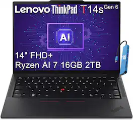 Lenovo - Upgraded - ThinkPad T14s Gen 6 14" FHD+ Business AI Laptop - Copilot+ PC - AMD Ryzen AI 7 PRO 350 - 16GB RAM - 2TB SSD - Win11Pro - Black