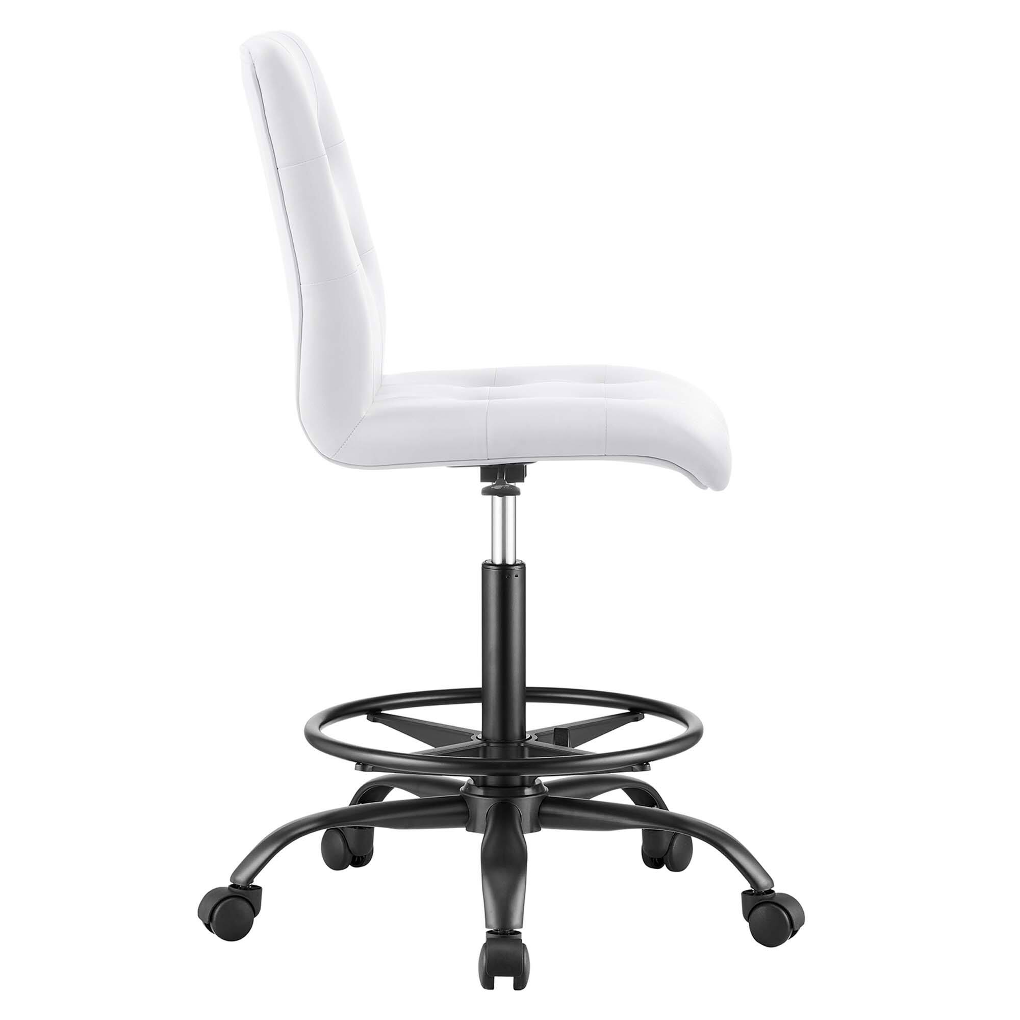Alt View 1. Modway - Prim Armless Vegan Leather Drafting Chair by Modway - Black White.