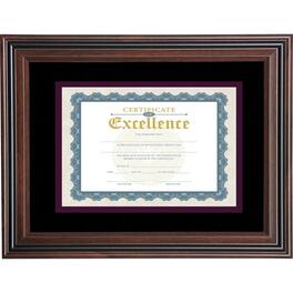 Advantus - Double Matted Certificate Frame 11 x 14 Size Vertical Horizontal Mat Dust Resistant Debris Rosewood