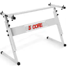 5 CORE - Keyboard Stand Adjustable 21 - 33" Z Style Metal Electric Piano Riser 330Lb Capacity Foldable - White
