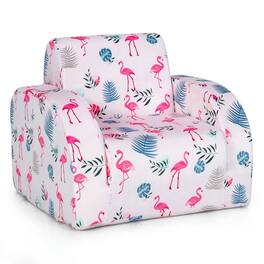 Pefilos - 3-in-1 Convertible Kid Sofa Bed Flip-Out Chair Lounger for Toddler- Kids Couch for Kids - Pink