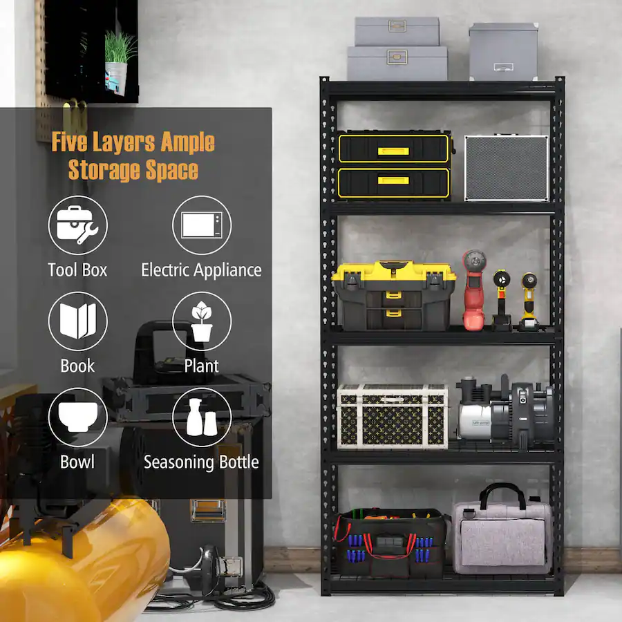 Gymax 4PCS 5 Tier Storage Shelf Heavy Duty Storage Utility Rack Shelf w ...