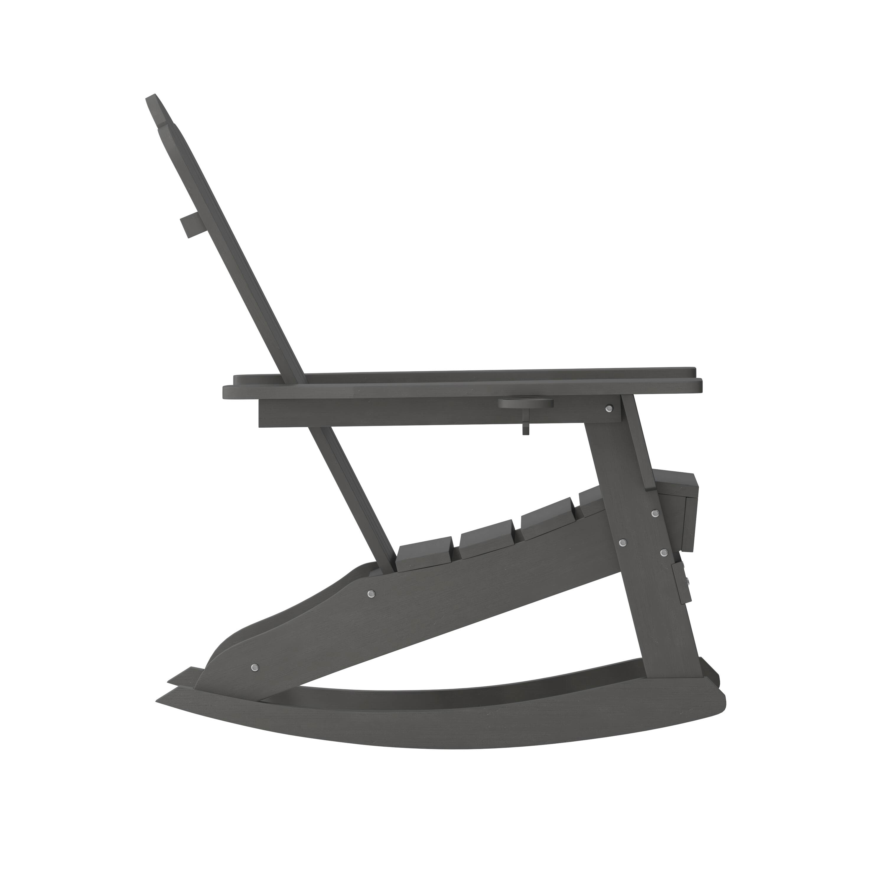 Flash Furniture Newport Adirondack Rocking Chair with Cup Holder ...